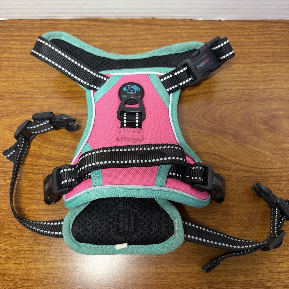 No Pull Dog Harness, Reflective Adjustable Vest, with a Training Handle S Pink